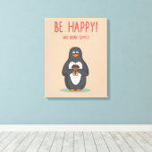 喜んでコーヒーを飲む キャンバスプリント (インサイチュ (ウッドフロア))