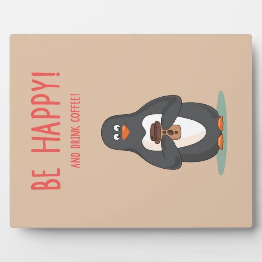喜んでコーヒーを飲む フォトプラーク (正面)