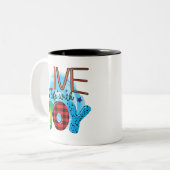 喜んで人生を送る ツートーンマグカップ (正面左)