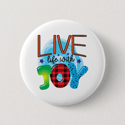 喜んで人生を送る 缶バッジ (正面)