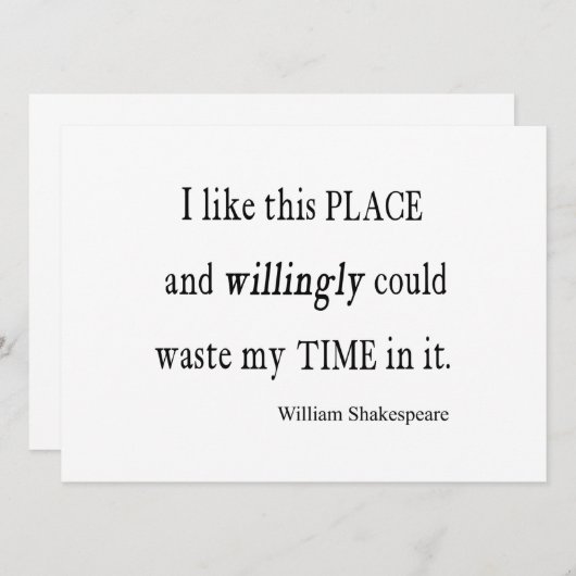 喜んで時間を無駄にする場所シェークスピア引用文 (正面/裏面)