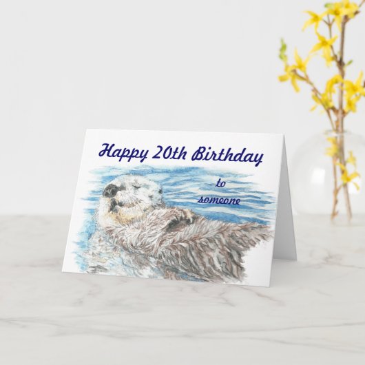 喜んで20誕生日を愛らしいオーター カード (黄色い花)