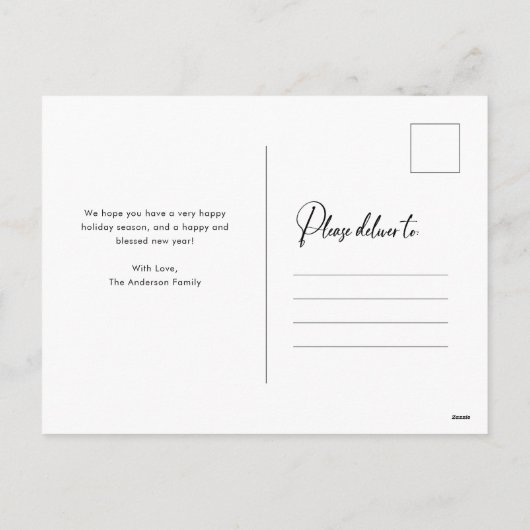 喜んで |スクリプエレガントトとフォトクリスマス シーズンポストカード (裏面)