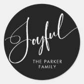 喜んで |スクリプエレガントト・ブラック・クリスマス ラウンドシール (正面)