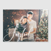 喜んで |スクリプトエレガントとフォト磁気カード マグネット招待状 (正面)