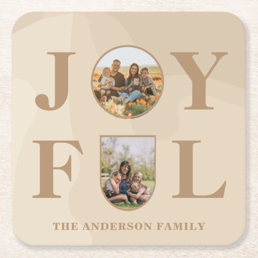 喜んで |ミニマモダンリストBeige Arch 2写真 スクエアペーパーコースター (正面)