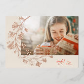 喜んで | レッド&クリームフォトバラ金ゴールド 箔シーズンカード (正面)