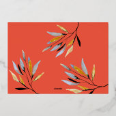 喜んで | レッド&クリームフォトバラ金ゴールド 箔シーズンカード (裏面)