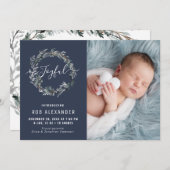 喜んで | 冬のリース休暇の誕生の発表 シーズンカード (正面/裏面)