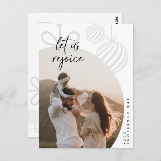 喜んで、家族の写真、季節の挨拶 ポストカード (正面/裏面)