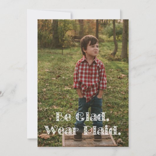 喜んで。衣服プレイドホリデーカード シーズンカード (正面)