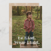 喜んで。衣服プレイドホリデーカード シーズンカード (正面/裏面)