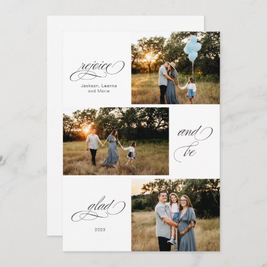 喜んで、3枚の写真のデザインを喜びなさい シーズンカード (正面/裏面)