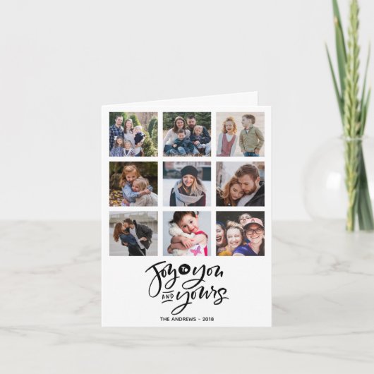 喜んで| 9平方フォトタイポグラフィ休日 カード (正面)