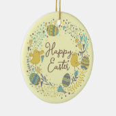 喜カラフルびの雛の卵と挨拶リース セラミックオーナメント (右)