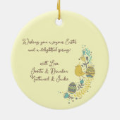 喜カラフルびの雛の卵と挨拶リース セラミックオーナメント (裏面)