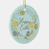 喜カラフルびの雛の卵と挨拶リース セラミックオーナメント (右)