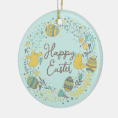 喜カラフルびの雛の卵と挨拶リース セラミックオーナメント (左)