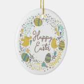 喜カラフルびの雛の卵と挨拶リース セラミックオーナメント (右)