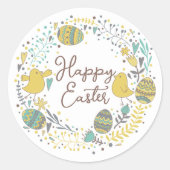 喜カラフルびの雛の卵と挨拶リース ラウンドシール (正面)