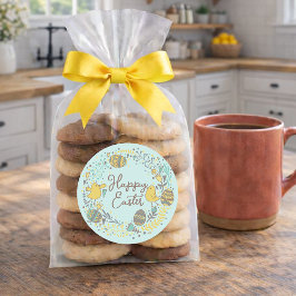 喜カラフルびの雛の卵と挨拶リース ラウンドシール