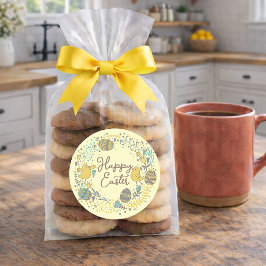 喜カラフルびの雛の卵と挨拶リース ラウンドシール