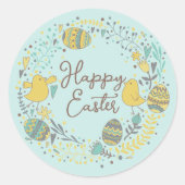 喜カラフルびの雛の卵と挨拶リース ラウンドシール (正面)