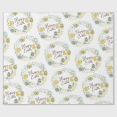 喜カラフルびの雛の卵と挨拶リース ラッピングペーパー (フラット)