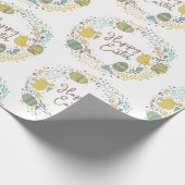 喜カラフルびの雛の卵と挨拶リース ラッピングペーパー (角)
