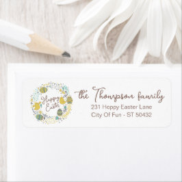 喜カラフルびの雛の卵と挨拶リース ラベル