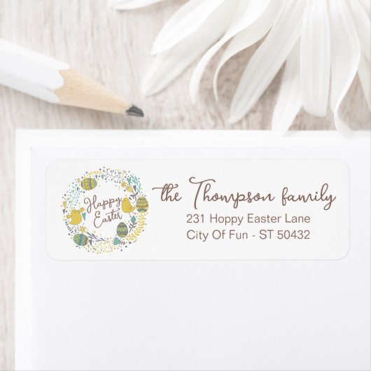 喜カラフルびの雛の卵と挨拶リース ラベル (インサイチュ)