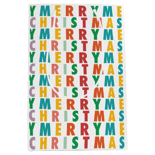 喜メリーび |クリスマスカラフル ミディアムペーパーバッグ (正面)