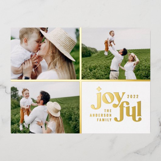 喜モダンび3枚フォトフォイルの休日はがき 箔シーズンポストカード (正面)