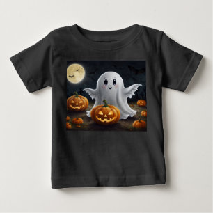 喜不気味び:ゴーストハロウィーンおもしろい ベビーTシャツ