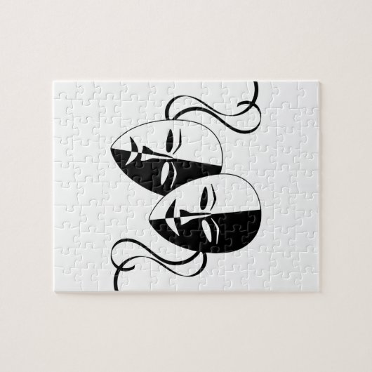 喜劇および悲劇の劇場のマスクか顔 ジグソーパズル (横)