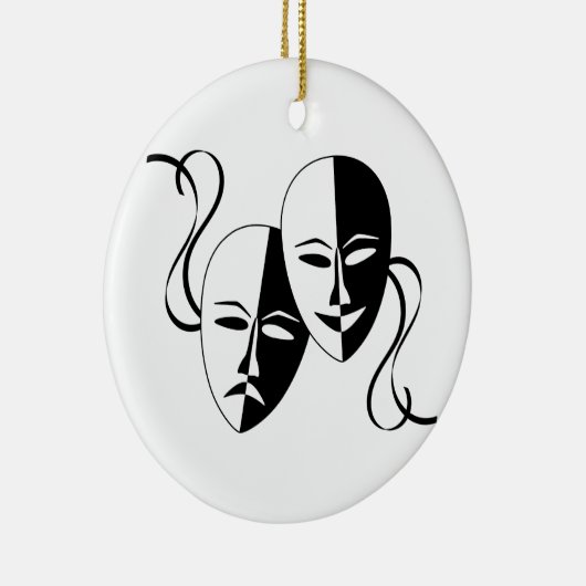 喜劇および悲劇の劇場のマスクか顔 セラミックオーナメント (右)