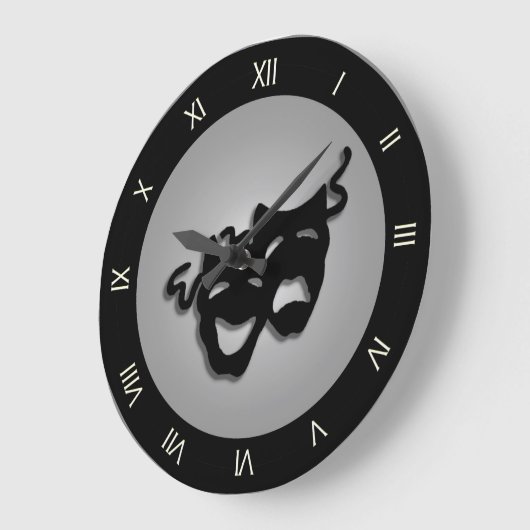 喜劇および悲劇の劇場のマスク ラージ壁時計 (傾斜)