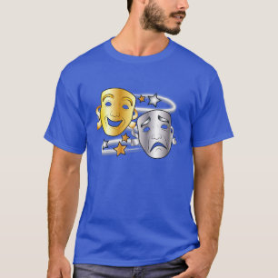 喜劇および悲劇の戯曲マスクの金ゴールドおよび銀 Tシャツ