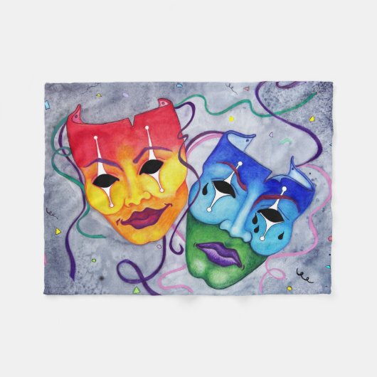 喜劇および悲劇毛布 フリースブランケット (正面(横))