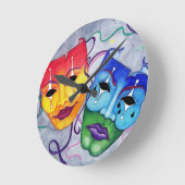 喜劇および悲劇 ラウンド壁時計 (傾斜)