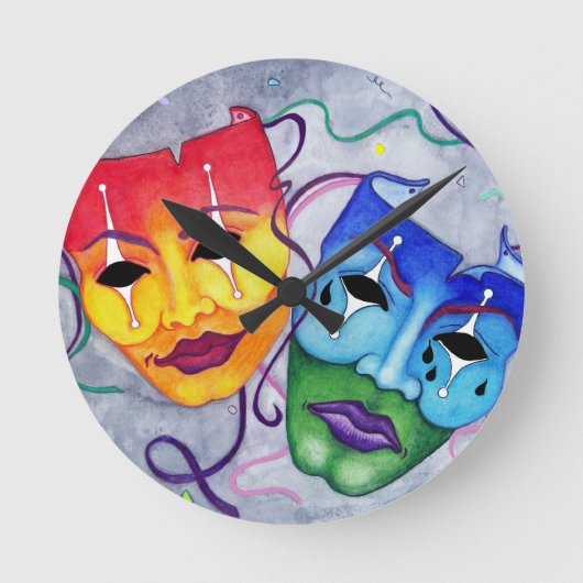 喜劇および悲劇 ラウンド壁時計 (正面)