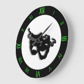 喜劇と悲劇のカッコいいグリーンシアターの壁時計 ラージ壁時計 (傾斜)
