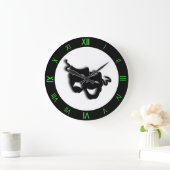 喜劇と悲劇のカッコいいグリーンシアターの壁時計 ラージ壁時計 (ホーム)