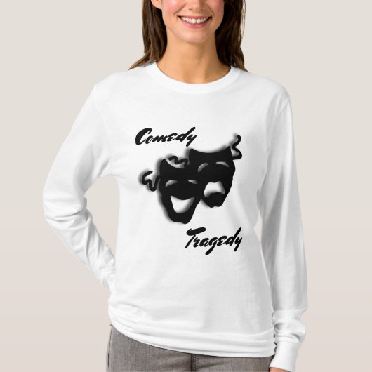 喜劇と悲劇のマスクの劇場ロンT Tシャツ (正面)