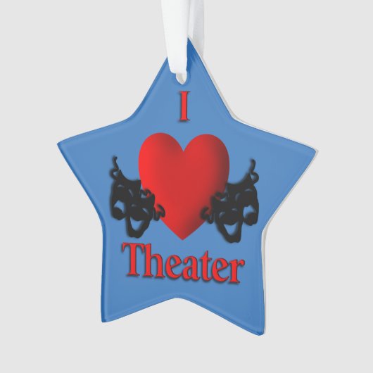 喜劇と悲劇の劇場マスクブルー オーナメント (正面)