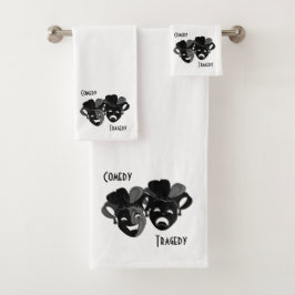 喜劇と悲劇の劇場マスク白 バスタオルセット