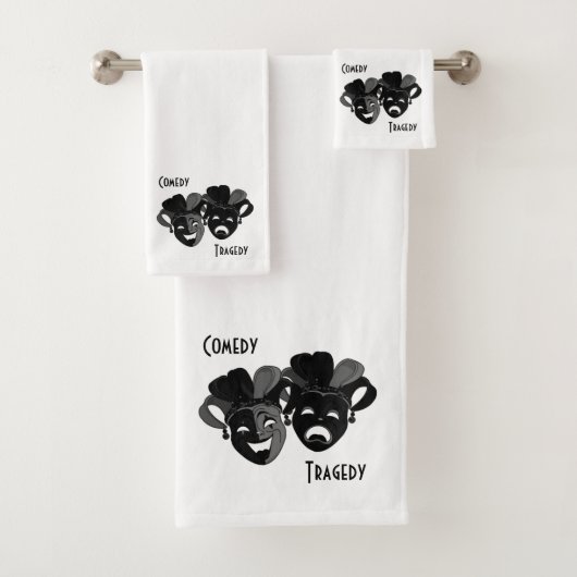 喜劇と悲劇の劇場マスク白 バスタオルセット (インサイチュ)