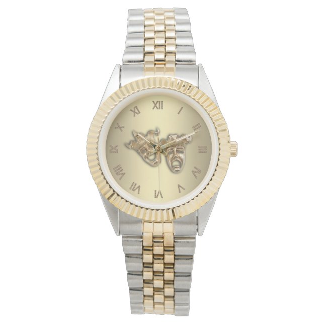 喜劇と悲劇の劇場仮面ローマ数字 腕時計 (正面)