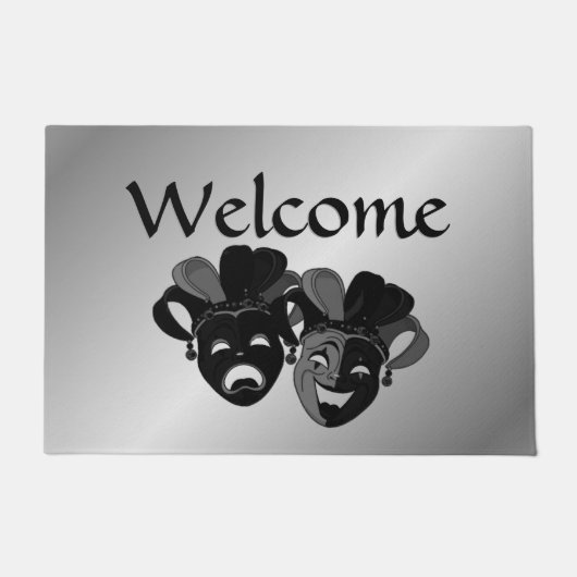 喜劇と悲劇の劇場用マスクへようこそ ドアマット (正面)