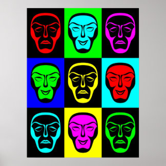 喜劇と悲劇の劇場用マスク ポスター